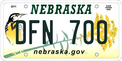 NE license plate DFN700