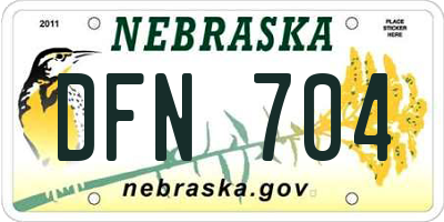NE license plate DFN704