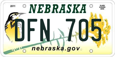 NE license plate DFN705