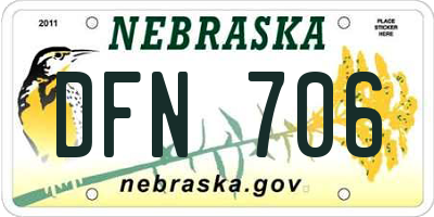 NE license plate DFN706