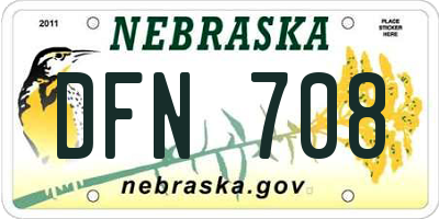 NE license plate DFN708