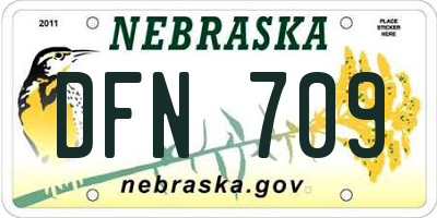 NE license plate DFN709