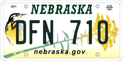 NE license plate DFN710