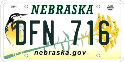 NE license plate DFN716