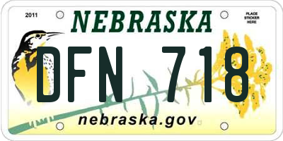 NE license plate DFN718