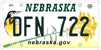 NE license plate DFN722