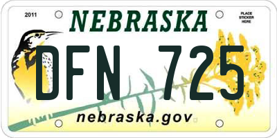 NE license plate DFN725