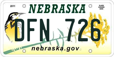 NE license plate DFN726