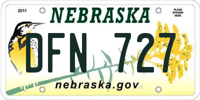 NE license plate DFN727