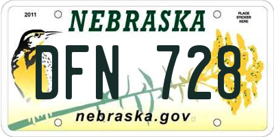 NE license plate DFN728
