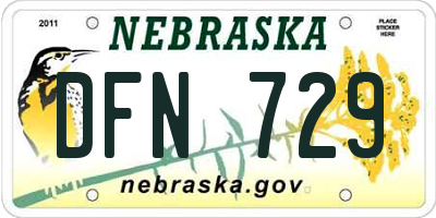 NE license plate DFN729