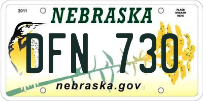 NE license plate DFN730