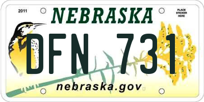 NE license plate DFN731