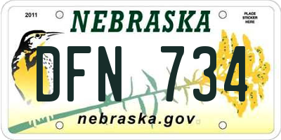 NE license plate DFN734