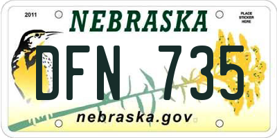 NE license plate DFN735