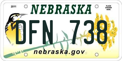 NE license plate DFN738