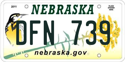 NE license plate DFN739