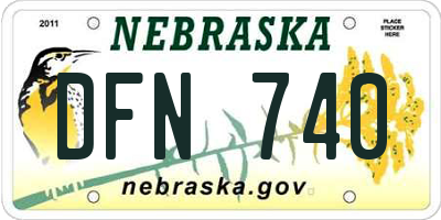 NE license plate DFN740