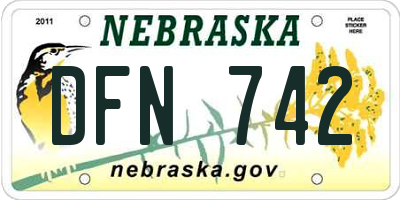 NE license plate DFN742