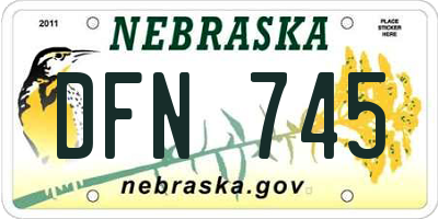 NE license plate DFN745