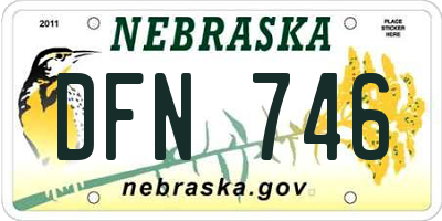 NE license plate DFN746