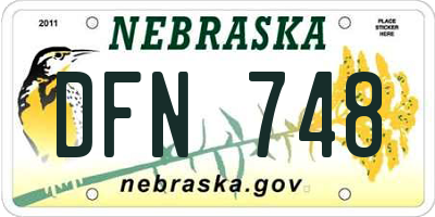 NE license plate DFN748