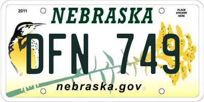 NE license plate DFN749