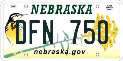 NE license plate DFN750