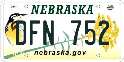 NE license plate DFN752