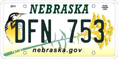 NE license plate DFN753