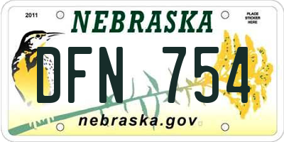NE license plate DFN754