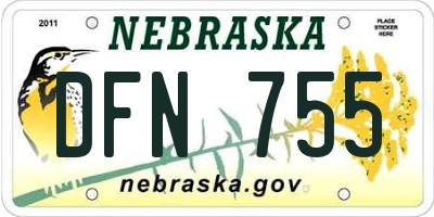 NE license plate DFN755
