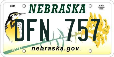 NE license plate DFN757