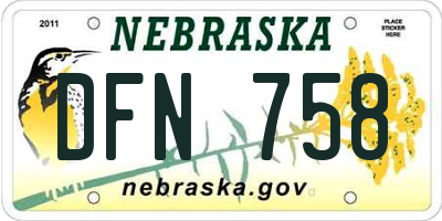 NE license plate DFN758
