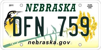 NE license plate DFN759