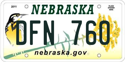 NE license plate DFN760