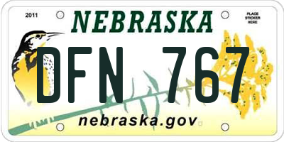 NE license plate DFN767