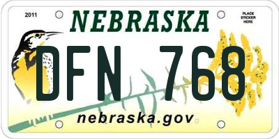 NE license plate DFN768