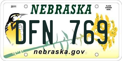 NE license plate DFN769