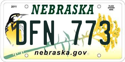 NE license plate DFN773