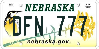 NE license plate DFN777
