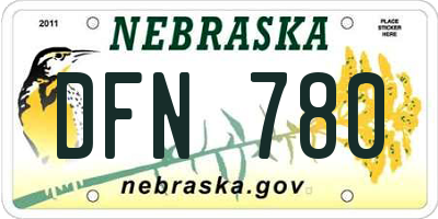 NE license plate DFN780