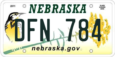 NE license plate DFN784