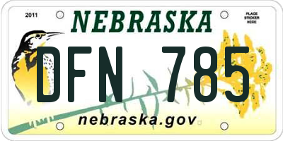 NE license plate DFN785