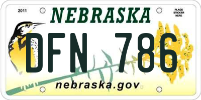 NE license plate DFN786