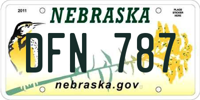 NE license plate DFN787