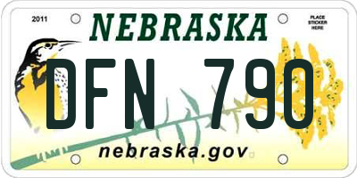 NE license plate DFN790
