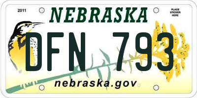 NE license plate DFN793