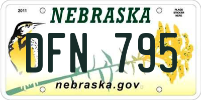 NE license plate DFN795