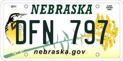 NE license plate DFN797